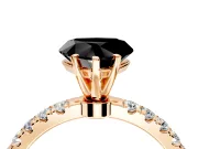 Open Basket Engagement Ring Setting for Fancy Black Heart-Shaped Center with Pave Band and Prong Head in Rose Gold