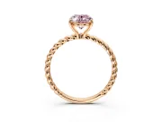 Solitaire Engagement Ring Setting for Fancy Pink Oval Center with 2-Strand Rope Twist Band and Prong Head in Rose Gold