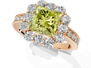 Halo Engagement Ring Setting for Fancy Yellow Princess Cut Center with Milgrain Channel Band and Prong Head in Rose Gold