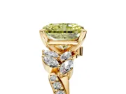 Solitaire Engagement Ring Setting for Fancy Yellow Radiant Cut Center with Marquise Accent Twist Band and Prong Head in Yellow Gold
