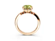 Solitaire Engagement Ring Setting for Fancy Yellow Heart-Shaped Center with Beaded Shoulders and Prong Head in Rose Gold