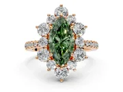 Floral Halo Engagement Ring Setting for Fancy Green Marquise Center with Pave Accents and Prong Head in Rose Gold