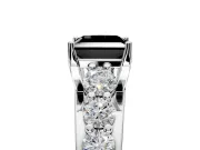 Solitaire Engagement Ring Setting for Fancy Black Princess Cut Center with Graduated Shared Prongs and Prong Head in Sterling Silver