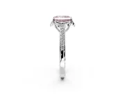 Floral Engagement Ring Setting for Fancy Pink Radiant Cut Center with Four Accent Clusters and Prong Head in Sterling Silver