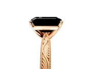 Solitaire Engagement Ring Setting for Fancy Black Emerald Cut Center with Engraved Milgrain Band and Prong Head in Rose Gold