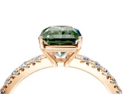 Solitaire Engagement Ring Setting for Fancy Green Radiant Cut Center with Large Accent Band and Prong Head in Rose Gold