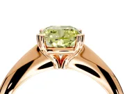 Solitaire Engagement Ring Setting for Fancy Yellow Cushion Cut Center with Reverse Tapered Band and Prong Head in Rose Gold