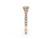 Solitaire Engagement Ring Setting for Cushion Cut Center with Single Row Accent Band and Prong Head in Rose Gold