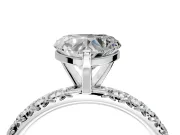 Solitaire Engagement Ring Setting for Heart-Shaped Center with Shared-Prong Accents and Prong Head in White Gold