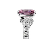 Solitaire Engagement Ring Setting for Fancy Pink Emerald Cut Center with Crossover Accents and Prong Head in Sterling Silver