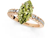 Solitaire Engagement Ring Setting for Fancy Yellow Marquise Center with Single Row Accent Band and Prong Head in Rose Gold