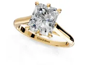 Solitaire Engagement Ring Setting for Radiant Cut Center with Cathedral Band and Prong Head in Yellow Gold