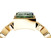 Vintage Station Engagement Ring Setting for Fancy Green Princess Cut Center with Accents and Prong Head in Yellow Gold