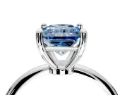 Minimalist Solitaire Engagement Ring Setting for Fancy Blue Radiant Cut Center with Thin Band and Prong Head in Sterling Silver