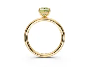 Low-Set Solitaire Engagement Ring Setting for Fancy Yellow Princess Cut Center with Thin Plain Band and Prong Head in Yellow Gold