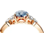 Solitaire Engagement Ring Setting for Fancy Blue Pear-Shaped Center with Marquise Flower Shoulders and Prong Head in Rose Gold