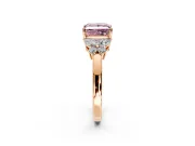 Solitaire Engagement Ring Setting for Fancy Pink Princess Cut Center with Marquise Flower Shoulders and Prong Head in Rose Gold