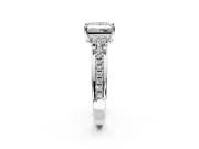 Solitaire Engagement Ring Setting for Princess Cut Center with Raised Channel Band and Prong Head in Platinum