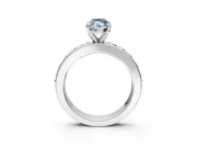 Solitaire Engagement Ring Setting for Fancy Blue Marquise Center with Channel-Set Accents and Prong Head in Sterling Silver