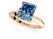 Solitaire Engagement Ring Setting for Fancy Blue Radiant Cut Center with Wide Knife Ridge Band and Prong Head in Rose Gold