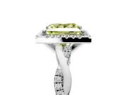 Halo Engagement Ring Setting for Fancy Yellow Princess Cut Center with Pave and Plain Twist Band and Prong Head in White Gold