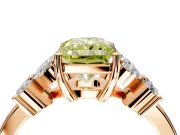Floral Engagement Ring Setting for Fancy Yellow Radiant Cut Center with Marquise Cluster Shoulders and Prong Head in Rose Gold
