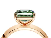 Solitaire Engagement Ring Setting for Fancy Green Asscher Cut Center with Wide Knife Ridge Band and Prong Head in Rose Gold