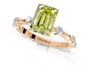 Solitaire Engagement Ring Setting for Fancy Yellow Emerald Cut Center with Bezel Station Band and Prong Head in Rose Gold