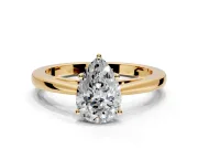 Solitaire Engagement Ring Setting for Pear-Shaped Center with Open Cathedral Shoulders and Prong Head in Yellow Gold