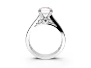 Solitaire Engagement Ring Setting for Fancy Pink Radiant Cut Center with Channel Band and Double Claw Prong Head in White Gold
