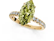 Open Basket Engagement Ring Setting for Fancy Yellow Marquise Center with Pave Band and Prong Head in Yellow Gold
