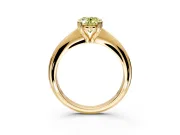 Solitaire Engagement Ring Setting for Fancy Yellow Oval Center with Reverse Tapered Band and Prong Head in Yellow Gold