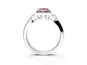 Cluster Engagement Ring Setting for Fancy Pink Princess Cut Center with Milgrain Shoulder Clusters and Prong Head in White Gold