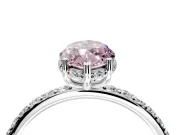 Hidden Halo Engagement Ring Setting for Fancy Pink Marquise Center with Pave Band and Prong Head in White Gold