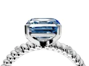 Rope Engagement Ring Setting for Fancy Blue Asscher Cut Center with Accent Shoulders and Prong Head in Platinum