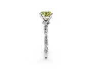 Solitaire Engagement Ring Setting for Fancy Yellow Round Cut Center with Twist Band and Bead Prong Head in Platinum