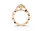 Halo Engagement Ring Setting for Fancy Yellow Marquise Center with Twist Band and Prong Head in Rose Gold