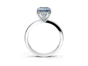 Solitaire Engagement Ring Setting for Fancy Blue Princess Cut Center with Fine Wire Band and Prong Head in Sterling Silver