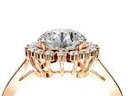 Starburst Halo Engagement Ring Setting for Round Cut Center with Flat Cathedral Band and Prong Head in Rose Gold