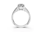Split Shank Engagement Ring Setting for Round Cut Center with Pave Split Shank and Prong Head in Platinum