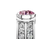 Bezel Engagement Ring Setting for Fancy Pink Round Cut Center with Wide Channel-Set Band and Bezel Head in Sterling Silver