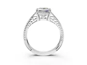 Split Shank Engagement Ring Setting for Princess Cut Center with Pave Split Shank and Prong Head in Platinum