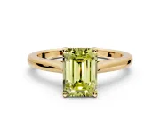 Solitaire Engagement Ring Setting for Fancy Yellow Emerald Cut Center with Narrow Cathedral Band and Prong Head in Yellow Gold