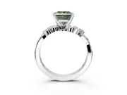 Solitaire Engagement Ring Setting for Fancy Green Princess Cut Center with Marquise Accent Twist Band and Prong Head in Sterling Silver
