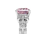 Solitaire Engagement Ring Setting for Fancy Pink Princess Cut Center with Filigree Band and Prong Head in Platinum