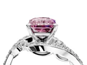 Solitaire Engagement Ring Setting for Fancy Pink Radiant Cut Center with Pave Bypass Twist Band and Prong Head in Platinum