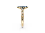 Cluster Engagement Ring Setting for Fancy Blue Marquise Center with Round Cut Accent Band and Prong Head in Yellow Gold