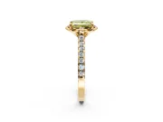 Floral Engagement Ring Setting for Fancy Yellow Princess Cut Center with Pave Band and Floral Prong Head in Yellow Gold