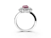 Floral Halo Engagement Ring Setting for Fancy Pink Radiant Cut Center with Pave Accents and Prong Head in White Gold