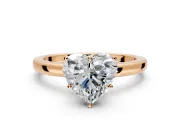 Solitaire Engagement Ring Setting for Heart-Shaped Center with Plain Band and Tulip Prong Head in Rose Gold